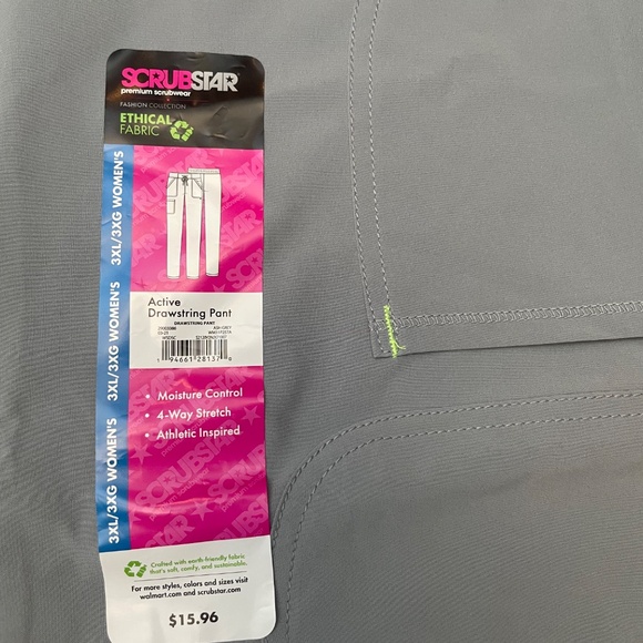 3xl 4 way stretch ash grey drawstring scrub pants new - Picture 3 of 5